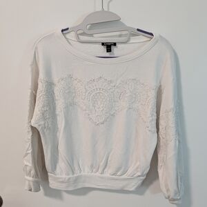 Express Women's XS White Mid Sleeve Top